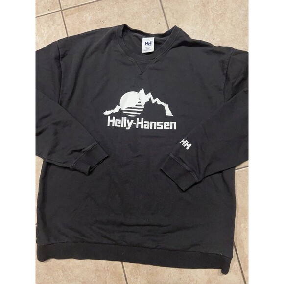 Helly Hansen Sweater Mens XL Black Logo Outdoor Crewneck Sweatshirt Pullover - Picture 1 of 7